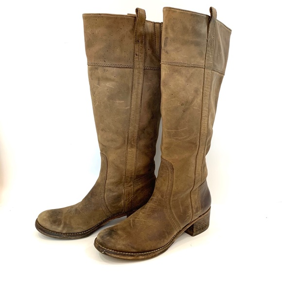 Halogen genuine distressed leather riding boots - Picture 2 of 9